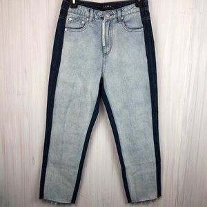 CAARA Two-Tone High-Rise Women's Jeans - Light & Dark Blue